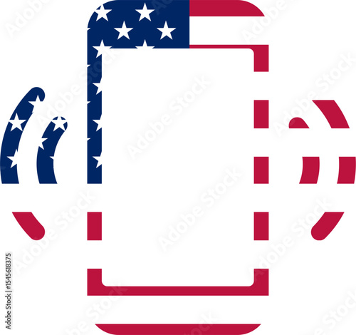 American Flag Phone Vibrate Icon 4th of July USA Independence Day Veterans Day