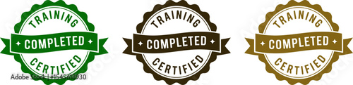 Training completed certified badge vector for professional development and skill enhancement design editable stock vector illustration