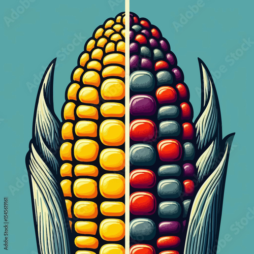 Colorful Corn Ears Vector Illustration