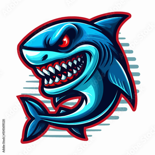 Angry Cartoon Shark Mascot Vector Illustration