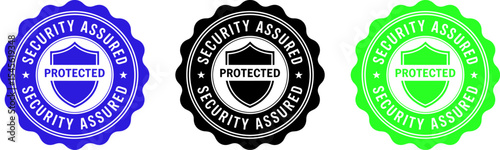 Security assured protected badge vector illustration for trust and safety assurance design editable stock vector illustration