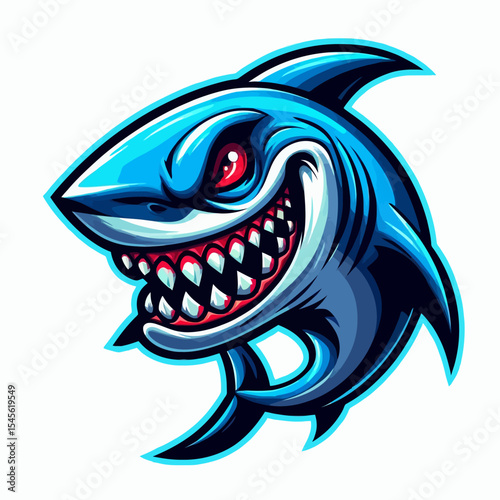 Angry Cartoon Shark Mascot Vector Illustration