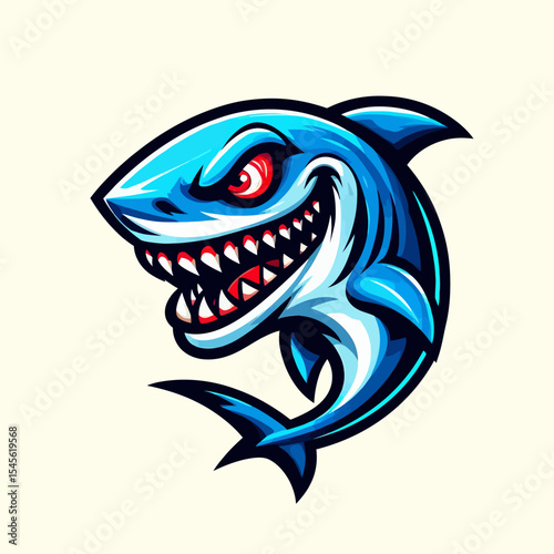 Angry Cartoon Shark Mascot Vector Illustration