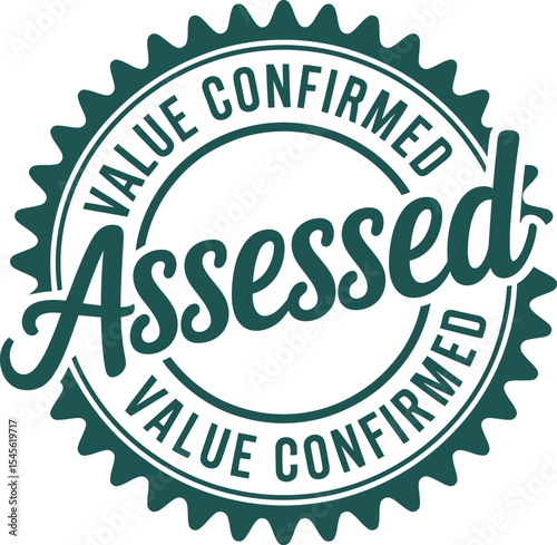 Assessed value confirmed stamp vector illustration for business finance and real estate appraisal logo design editable stock vector illustration