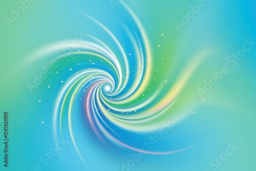 A digital abstract background featuring a central swirling vortex of iridescent blues and greens