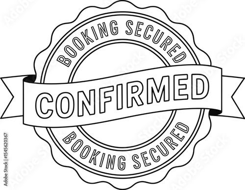 Confirmed booking secured stamp vector graphic for travel reservations and appointment confirmation symbol editable stock vector illustration