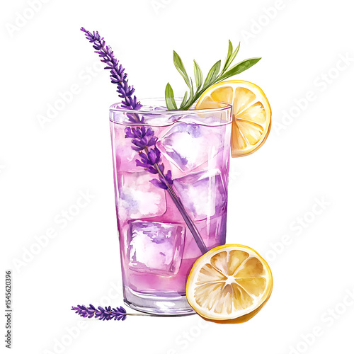 Lavender Lemonade with Ice and Garnish