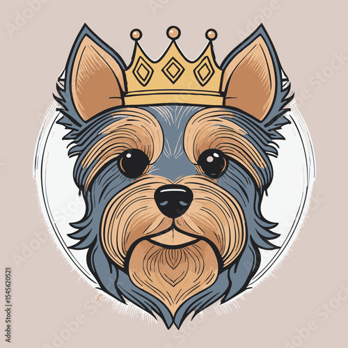 Simple Illustration Cute Yorkshire Terrier with crown 96012