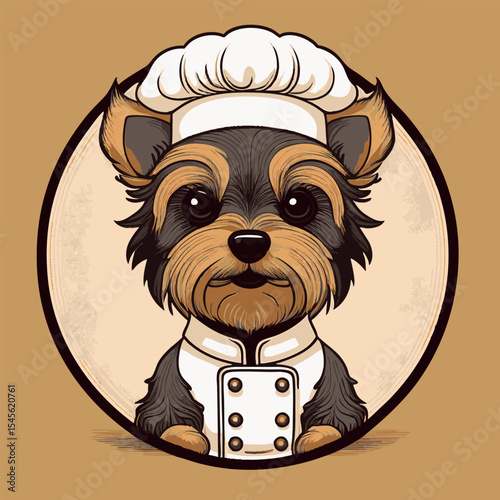 Simple Illustration Cute Yorkshire Terrier in a chef costume 90631