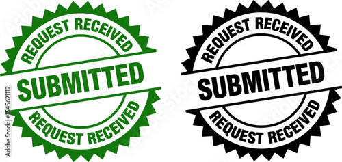 Submitted request received stamp vector graphic for approval process and document submission workflow editable stock vector illustration