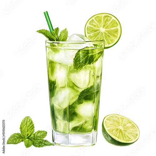 Refreshing Mojito Cocktail with Lime and Mint