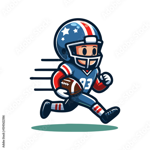 American Football kids mascot cartoon logo icon design