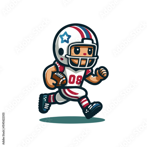 American Football kids mascot cartoon logo icon design