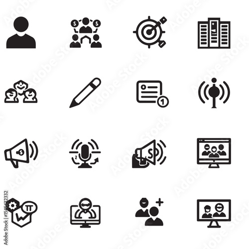 Collection of business and communication icons