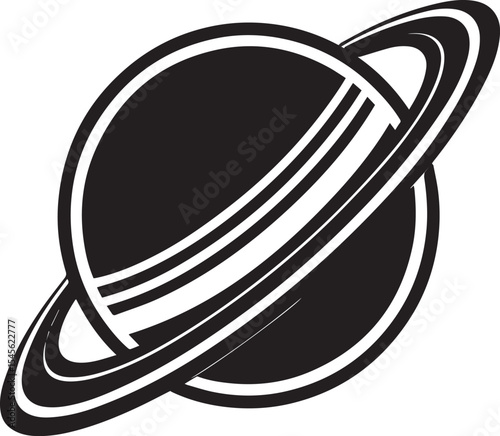 planet saturn illustration vector, planet saturn with planetary ring silhouette vector black and white