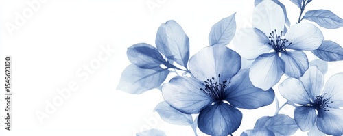 Blue Floral Composition Close-up X-Ray Effect on Blossom, Botanical Art, Nature Photography Floral Photography, Botanical Illustration