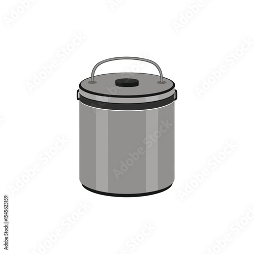 metallic stainless steel food container vector art illustration.