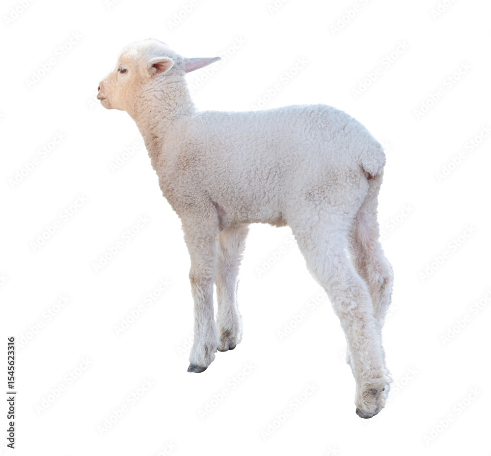 Obraz premium young sheep isolated on transparent background, PNG Format