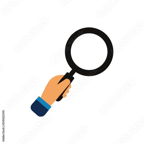 Magnifying glass hand holding vector art illustration.