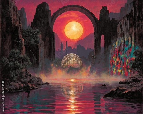 Epic Ruined City Sunset Landscape
