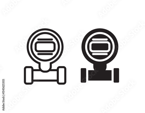 Gas pressure meter icon. Pipeline gauge sensor symbol. Pump measurement indicator vector illustration. Gas meter icon line art vector