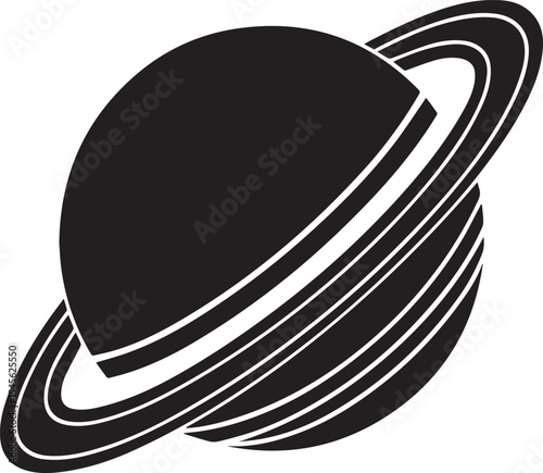 planet saturn illustration vector, planet saturn with planetary ring silhouette vector black and white