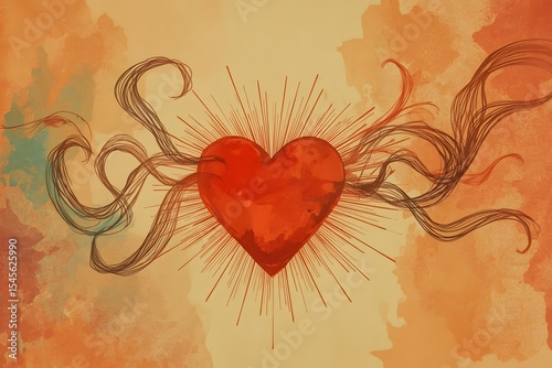 Love red heart mind mental flying healing spiritual soul abstract