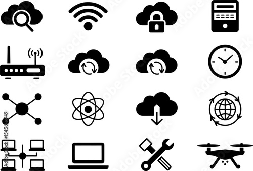 Cloud computing network technology icons vector illustration for website and graphic design use 100 editable vector illustration with png format