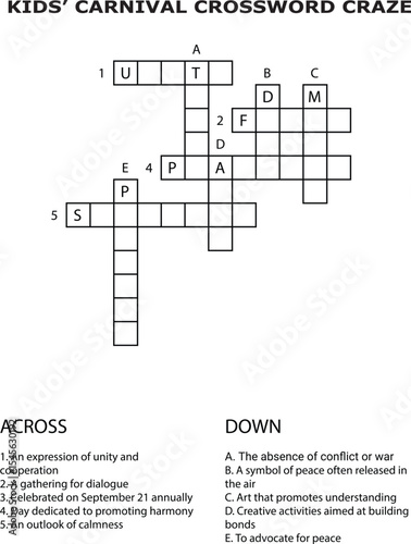 Kids Carnival Crossword Puzzle Background Text Numbered Clues Across Down game