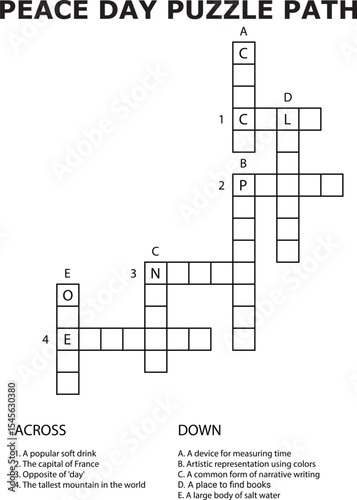 Peace Day Puzzle Path Worksheet Grid Clues Across Down crossword