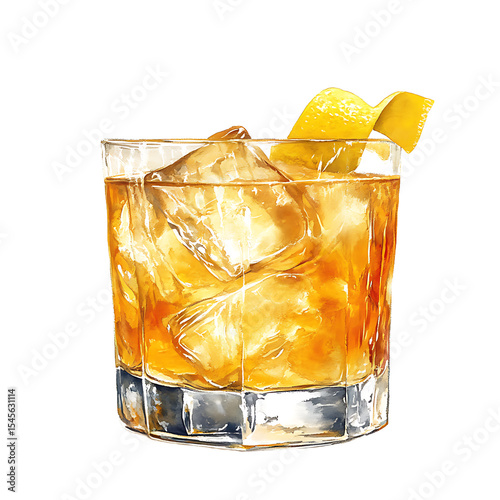 A refreshing amber cocktail served in a rocks glass with ice and a lemon twist garnish.