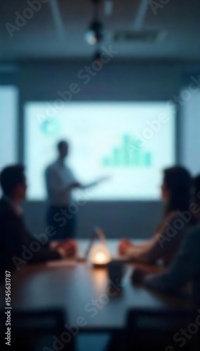 Generative AI illustrates a business presentation with a team in a conference room