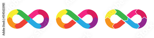 Colorful infinte loop chart. infographic templates with eight parts.