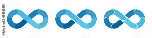 Blue infinte loop chart. infographic templates with eight parts.