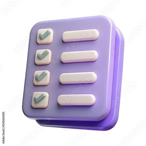 3d render of a checklist icon isolated on white background