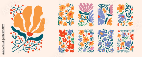 wavy groovy flower element object in naive style