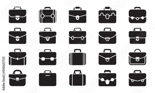 Collection of Business Briefcase Icons in Vector Format on white
