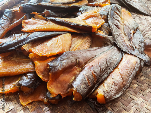 Sun dried fresh catfish background