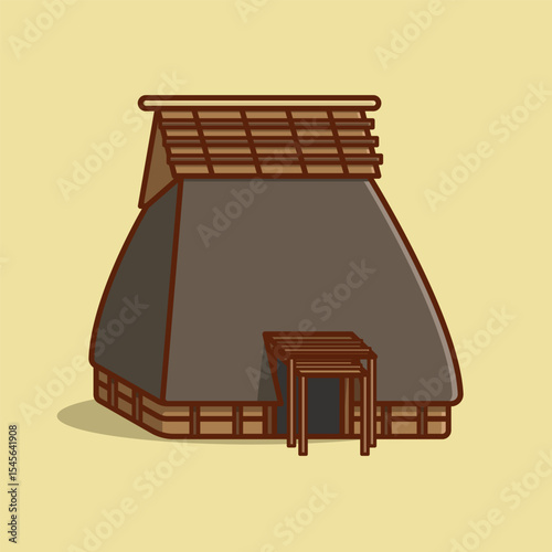 Simple Yoshinogari Dwellings Ancient Japanese Settlement cartoon vector illustration Collection of Traditional House concept icon isolated