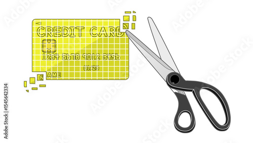 ハサミで切られた金色のクレジットカード
