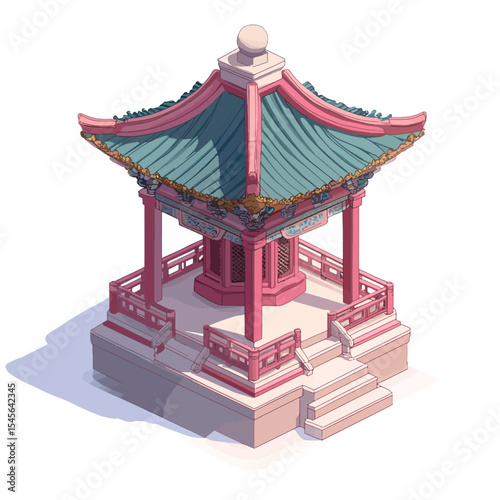 Pagoda temple on white 