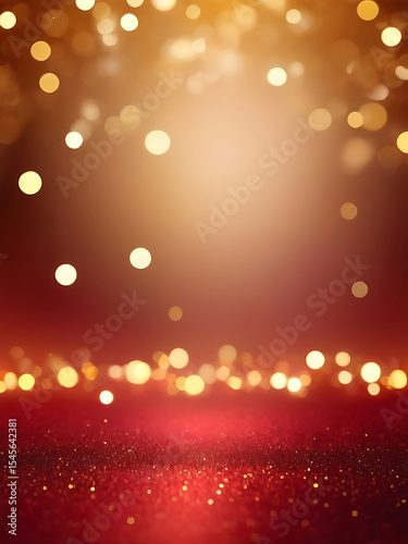Abstract festive red glitter background with golden balls, elegant modern texture and light pattern design for wallpaper, decoration, art, or template use | AI