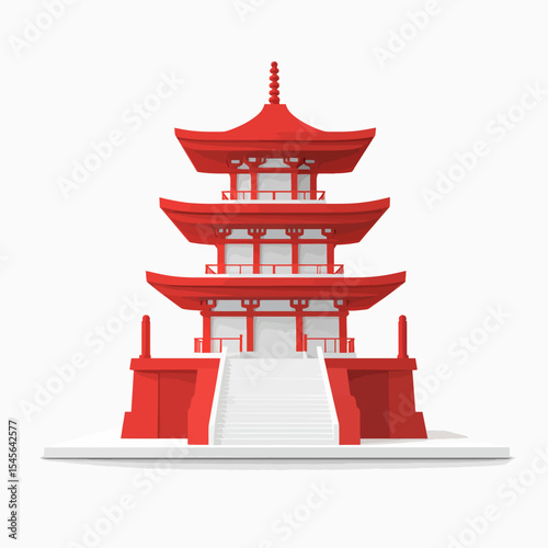 Pagoda temple illustration 