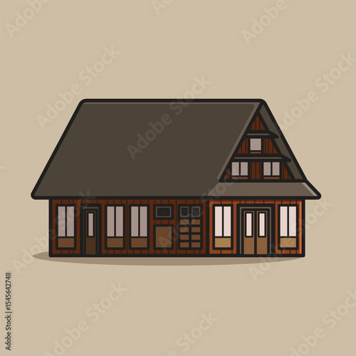Simple Minka Traditional Japanese Farmhouse cartoon vector illustration Collection of Traditional House concept icon isolated