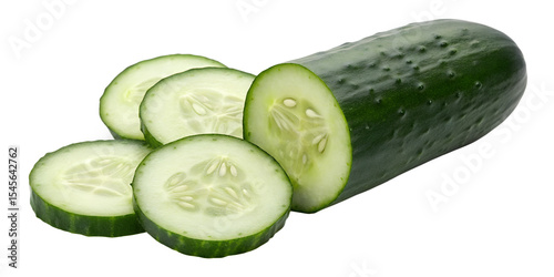 Sliced cucumber isolated on transparent background