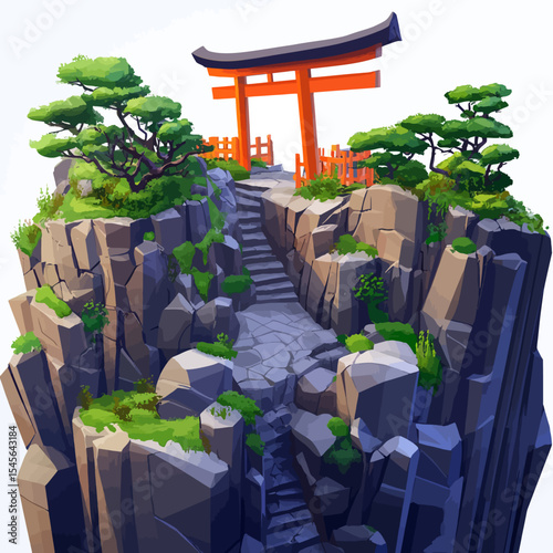 Torii temple vector illustration 