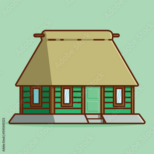 Simple Traditional Fijian Hut cartoon vector illustration Collection of Traditional House concept icon isolated