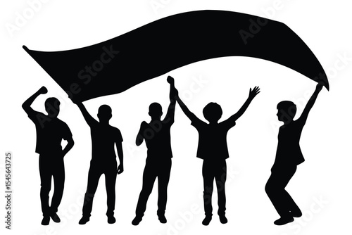 Joyful young people throwing a giant rainbow