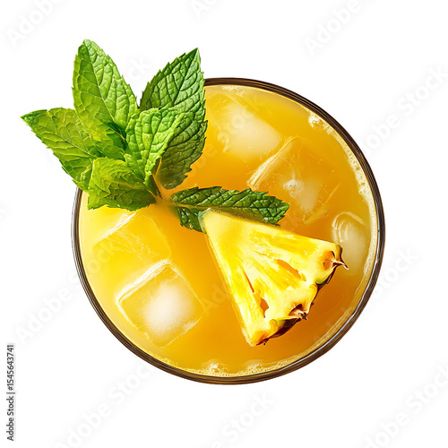 Refreshing Pineapple Cocktail with Mint and Ice