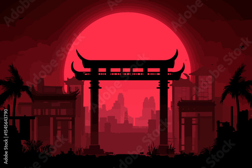 Torii temple landscape 